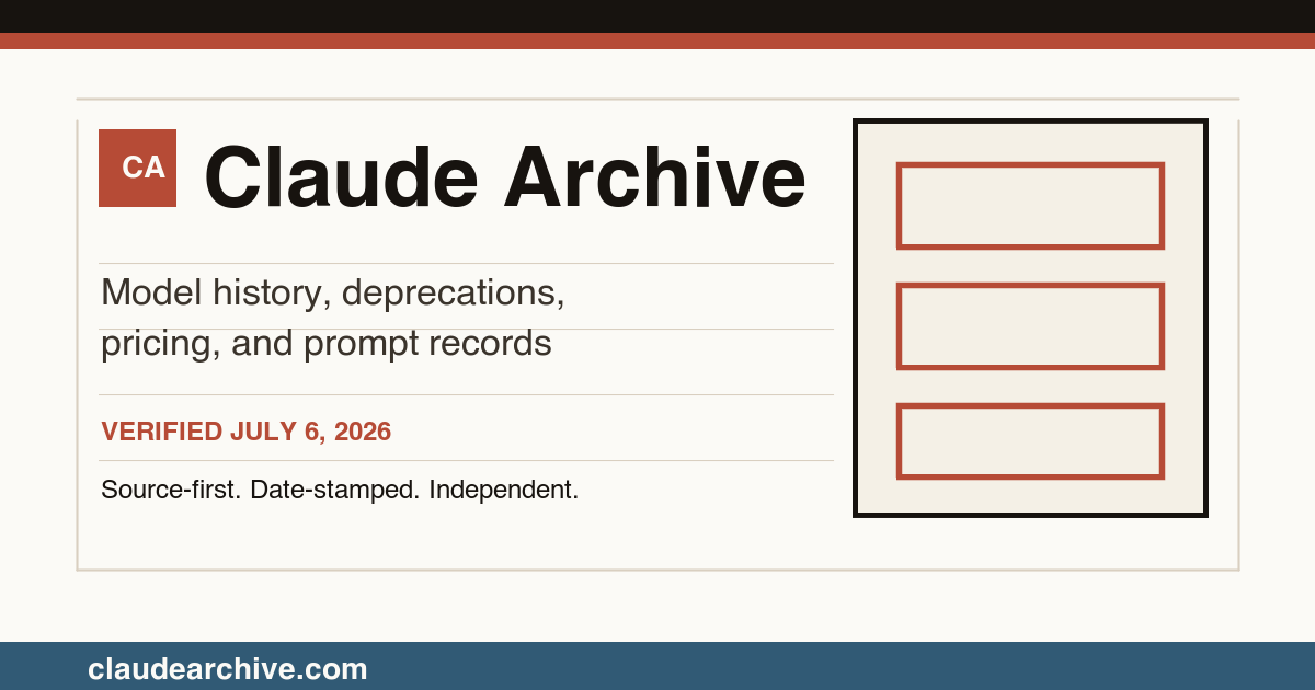 Archive-style graphic showing Claude model history documents and dates